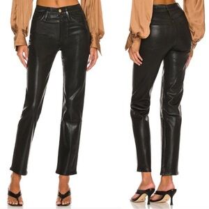 FRAME Le Sylvie Slender Straight Coated Jeans Black Size 26
